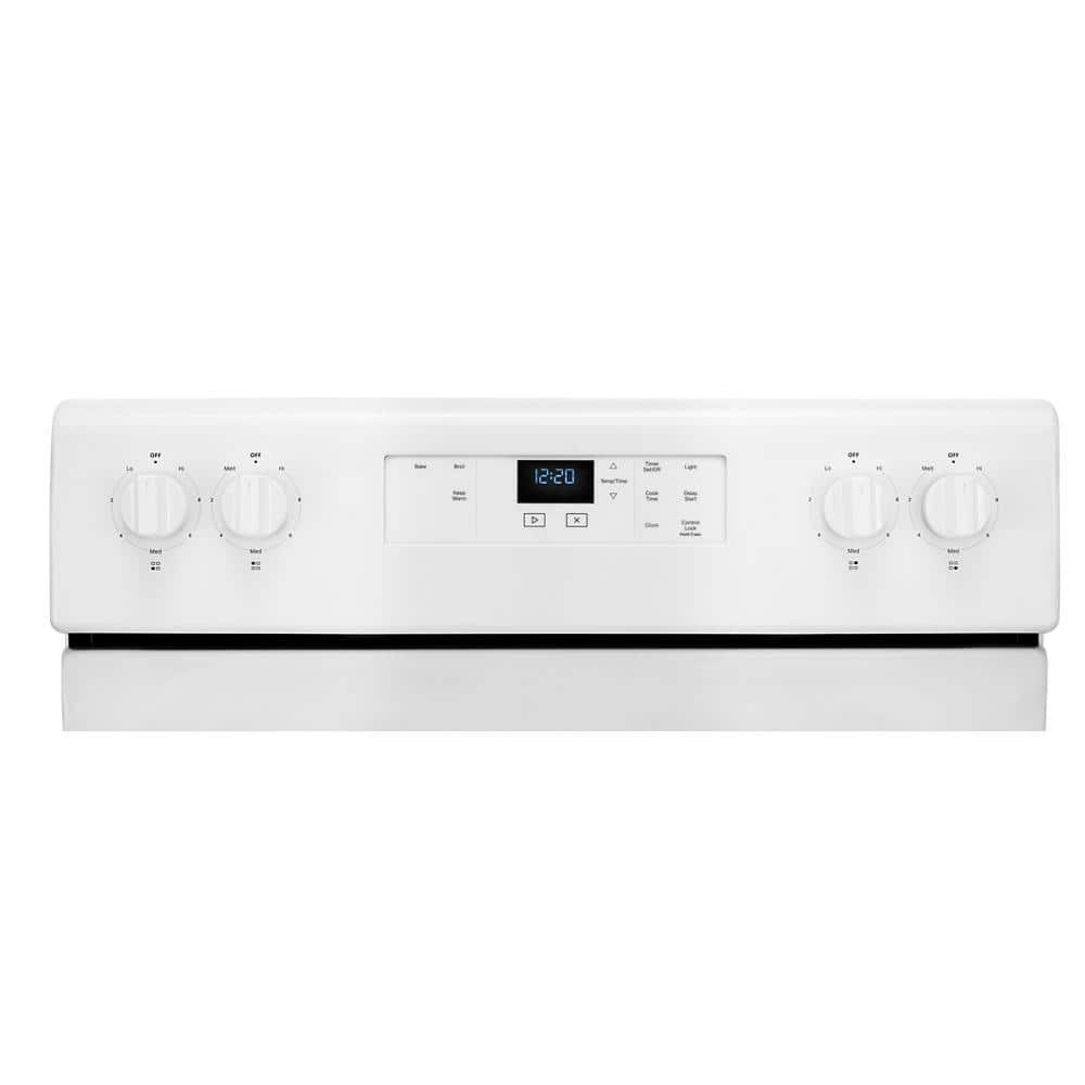 30 in. 4.8 cu. ft. 4-Burner Electric Range with Keep Warm Setting in White with Storage Drawe