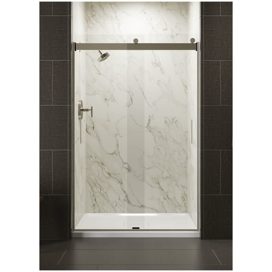 Levity 74" High x 47-5/8" Wide Bypass Semi Frameless Shower Door with Clear Glass