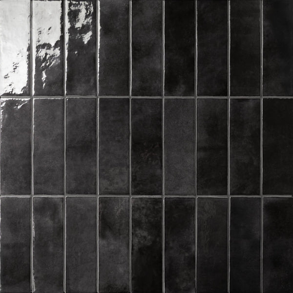 Cloé 2.5X8 Glossy Ceramic Tile in Black