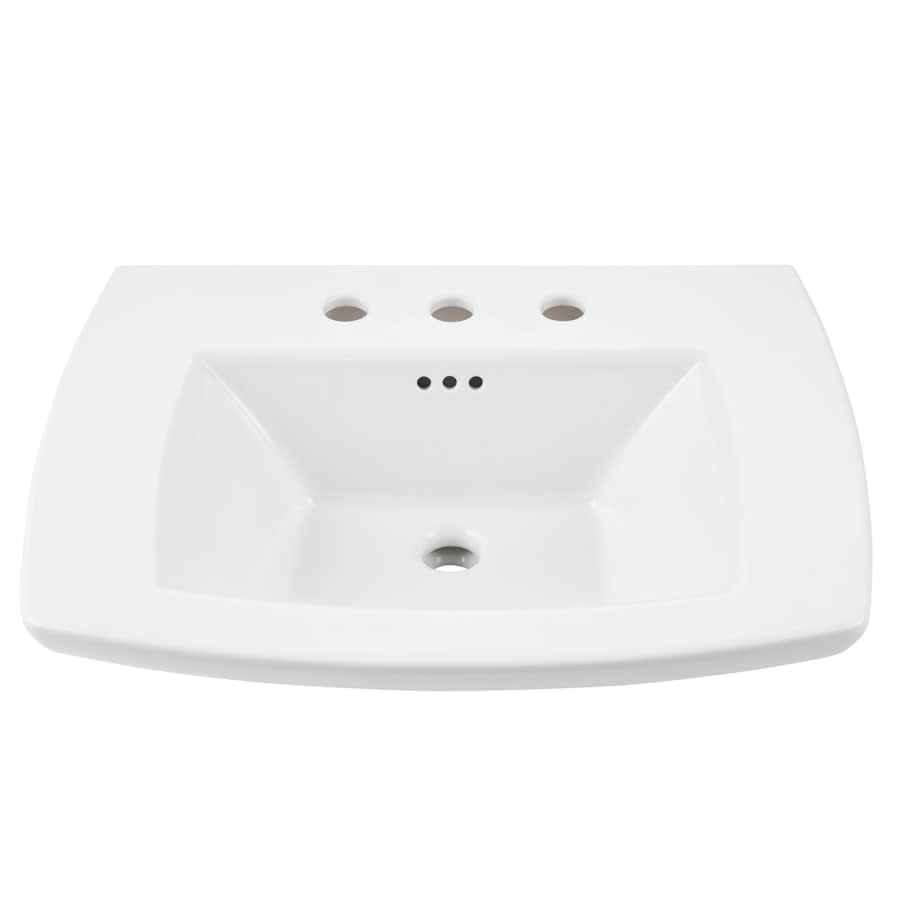 Edgemere 25" Fireclay Pedestal Bathroom Sink with 3 Faucet Holes at 8" Centers and Overflow - Less Pedestal