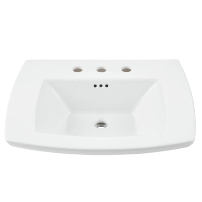 Edgemere 25" Fireclay Pedestal Bathroom Sink with 3 Faucet Holes at 8" Centers and Overflow - Less Pedestal