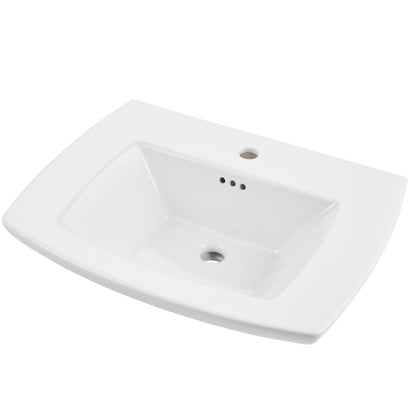 Edgemere 25" Fireclay Pedestal Bathroom Sink with Single Faucet Hole and Overflow - Less Pedestal