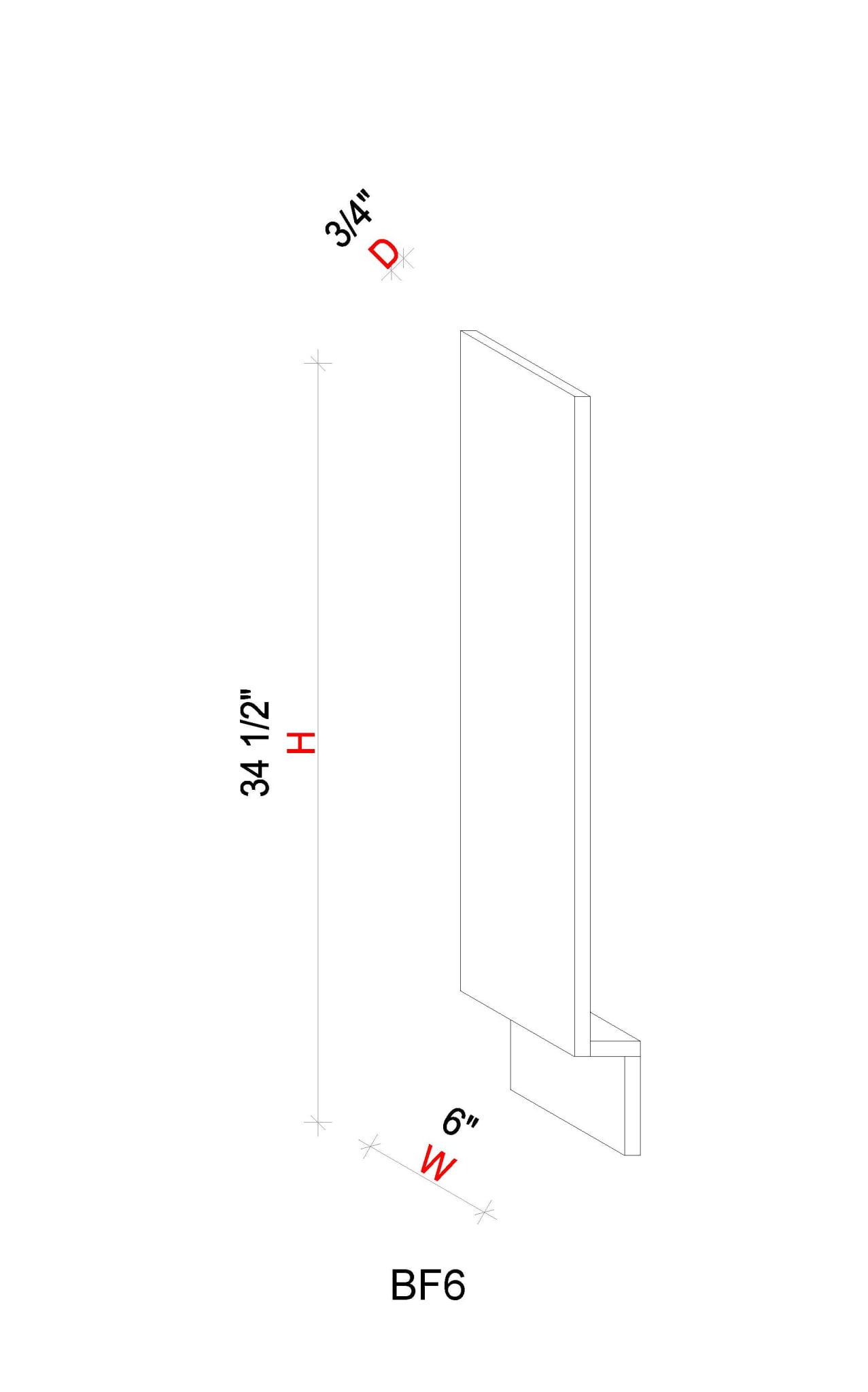 Filler - 6"W x 34 1/2"H x 3/4"D