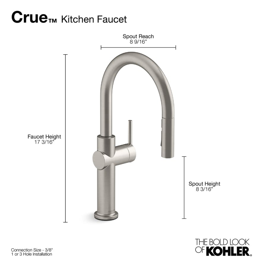 Crue 1.5 GPM Single Hole Pull Down Kitchen Faucet - Includes Escutcheon