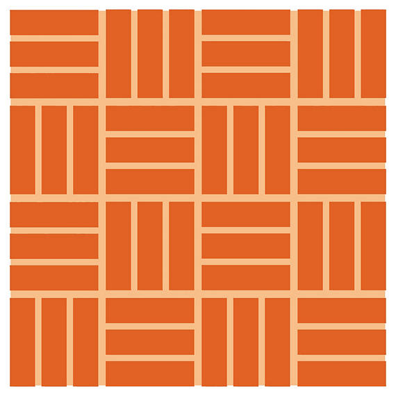 Color Wheel Mosaic Orange Burst Straight Joint 1X6 Glossy
