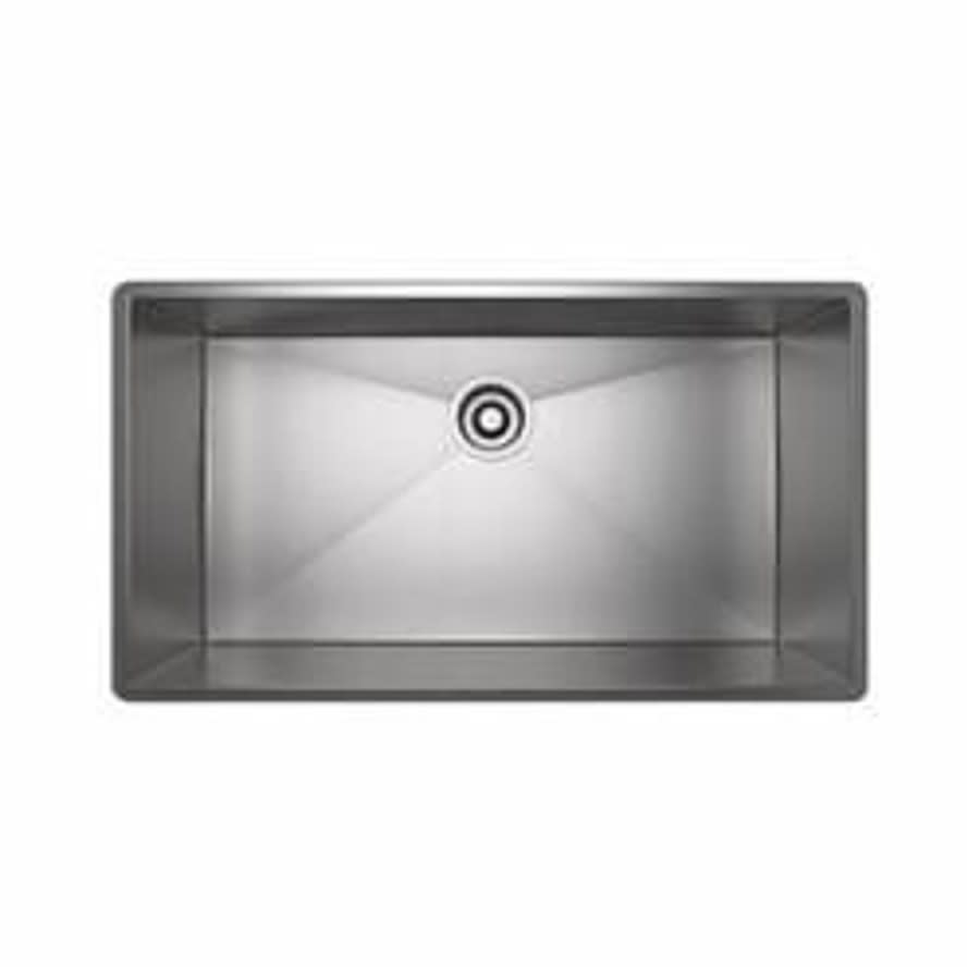 Single Bowl Kitchen Sink, Top/Under Mount, 31/1/2 x 17-1/2 in, 10 in Bowl Depth, 16 ga Brushed Stainless Steel Steel, Stainless