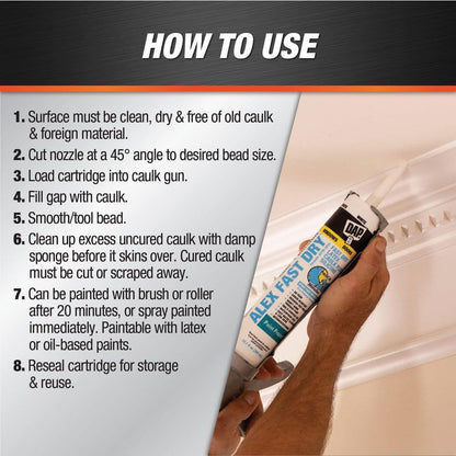 DAP Alex Fast Dry 10.1 oz. White Acrylic Latex Plus Silicone Caulk