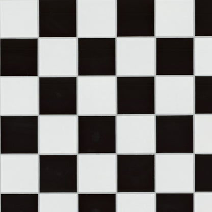 White and Black 4" Checkered Matte
