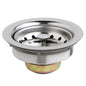 Dayton 3-1/2 in, Stainless Steel Drain with Removable Basket Strainer and Rubber Stopper