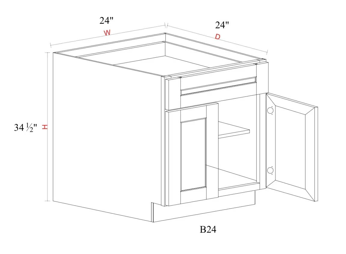 Base Cabinet - 24"W x 34- 1/2"H x 24"D