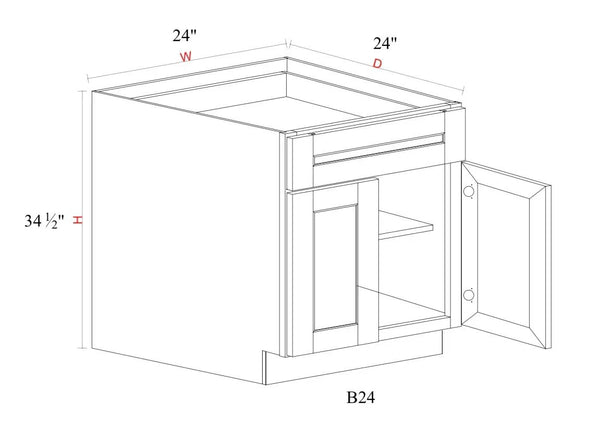 Base Cabinet - 24"W x 34- 1/2"H x 24"D