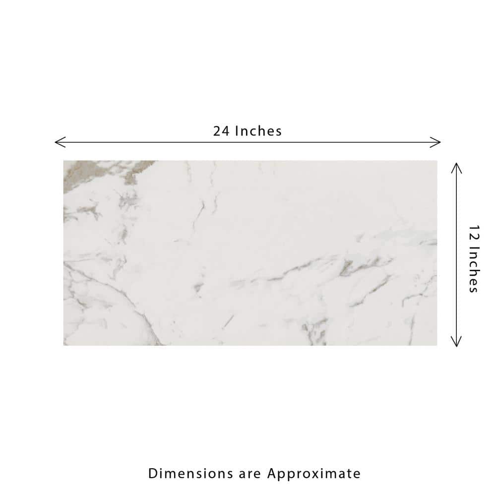 Carrara 12 in. x 24 in. Polished Porcelain Stone Look Floor and Wall Tile (16 sq. ft./Case)