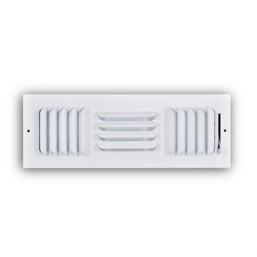 3-Way Curved Blade Supply Register, 14 x 4 in, Horizontal Blades, 7/8 in Spacing, Multi Shutter Damper, Steel, White