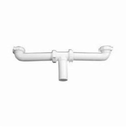 Continuous Waste, Center Outlet, 1-1/2 in, Polypropylene, White