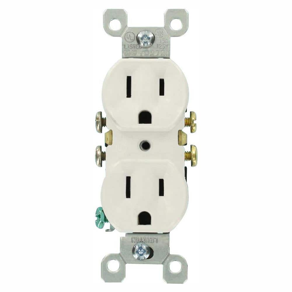 15 Amp Residential Grade Grounding Duplex Outlet, White (10-Pack)