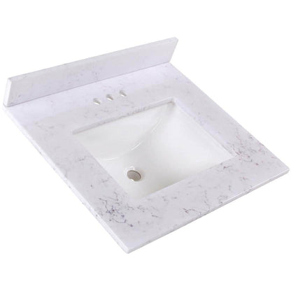 25 in. W x 22 in. D Cultured Marble White Rectangular Single Sink Vanity Top in Pulsar