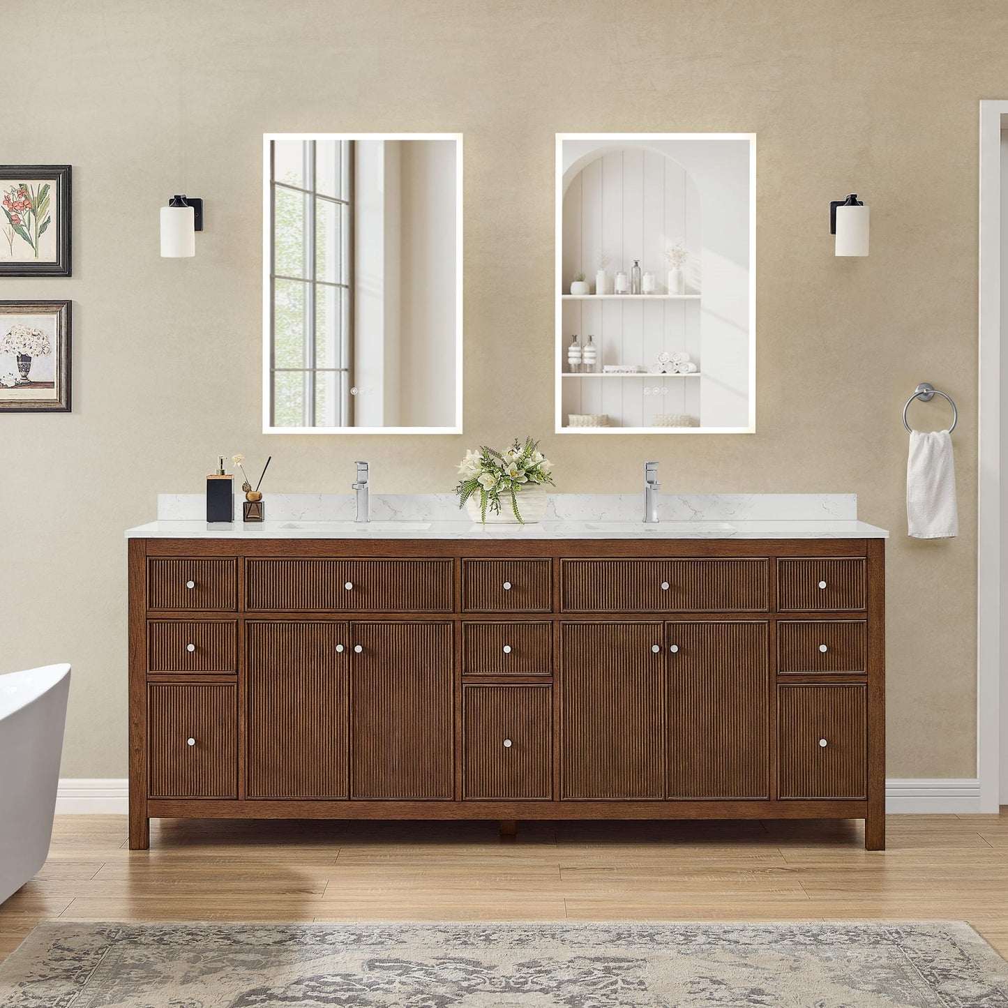 Pendry Double Bathroom Vanity - 84W x 35H x 22D