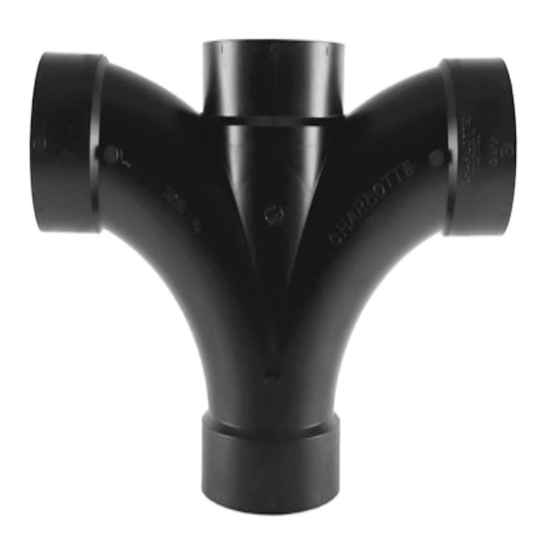 DWV Double Fixture Fitting, 2 x 1-1/2 in, Hub, ABS