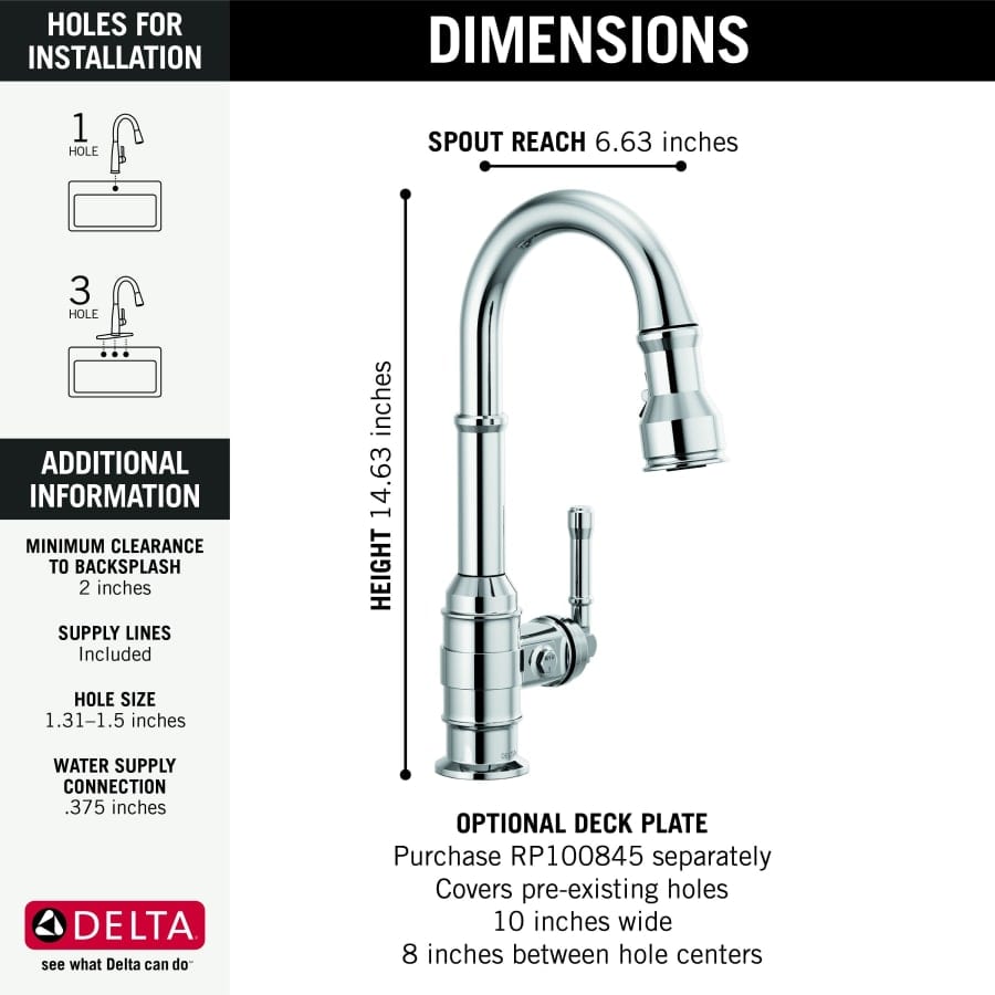 Broderick 1.8 GPM Single Hole Pull Down Bar/Prep Faucet with Magnetic Docking Spray Head