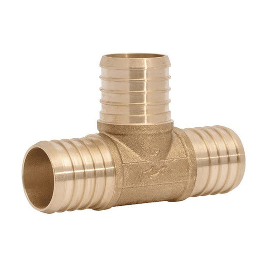 Tee, 1 in, Crimp PEX, Brass
