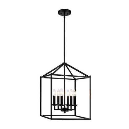 Dawn 6-Light Matte Black Chandelier 16"