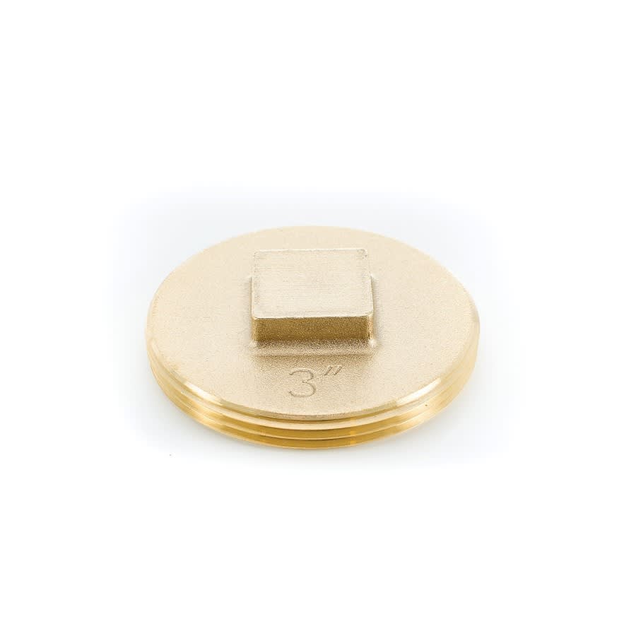 Raised Head Cleanout Plug, 3 in, Brass