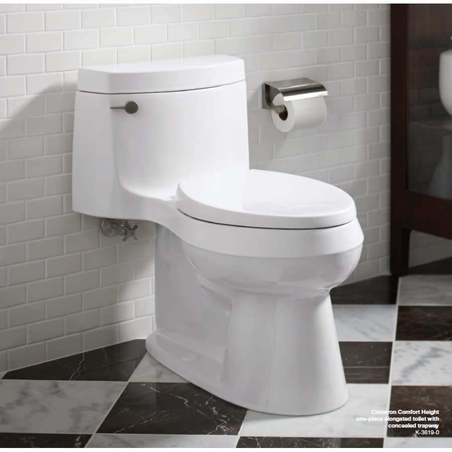 Cimarron 1.28 GPF Elongated One-Piece Comfort Height Toilet with AquaPiston Flush Technology - Seat Included