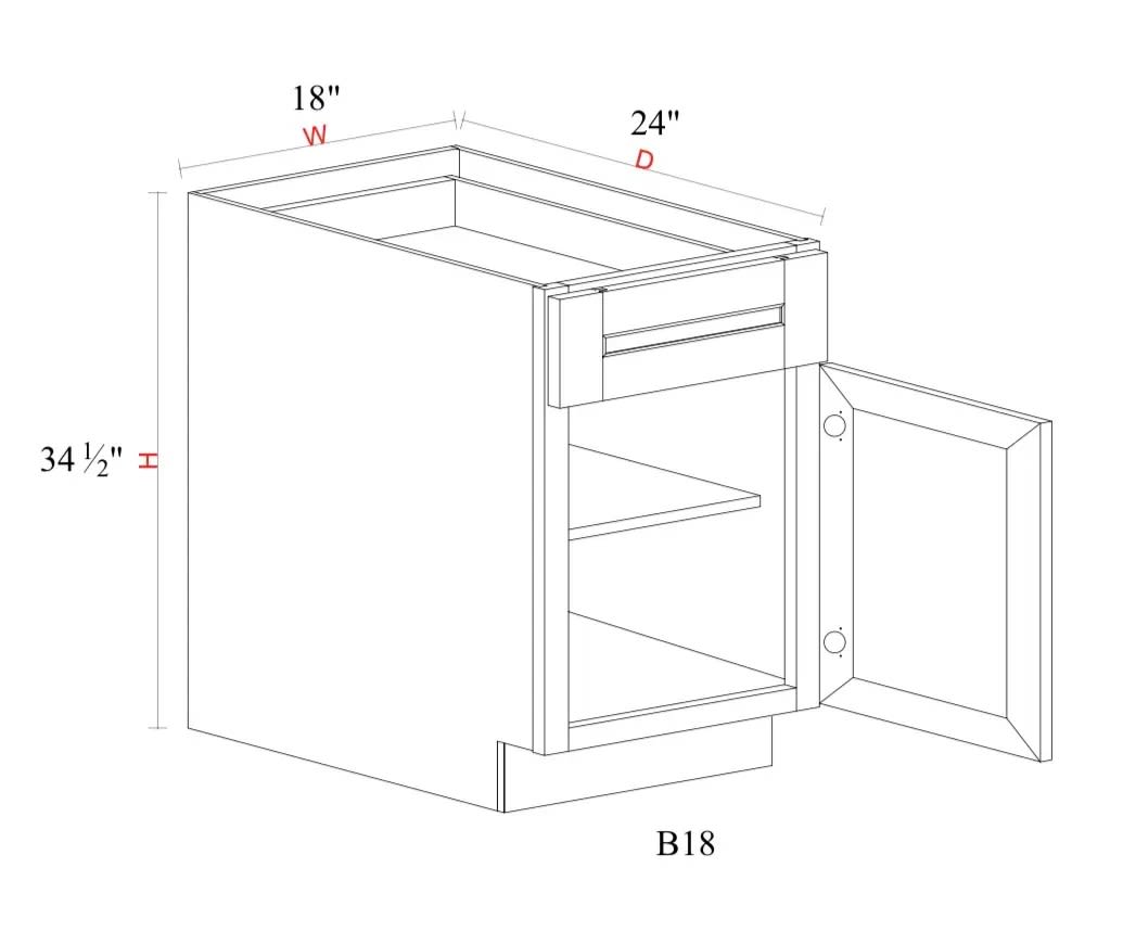 Base Cabinet - 18"W x 34- 1/2"H x 24"D