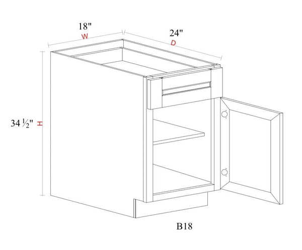 Base Cabinet - 18"W x 34- 1/2"H x 24"D