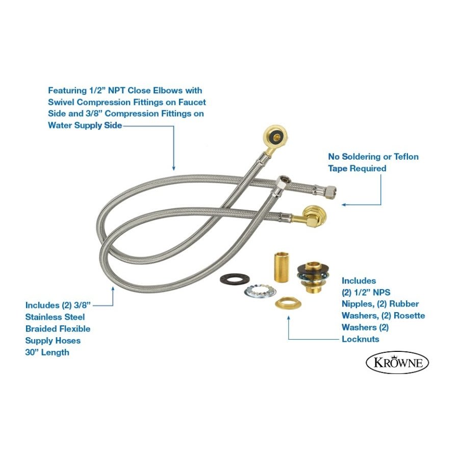 Royal Flexible Water Line Kit, Stainless Steel
