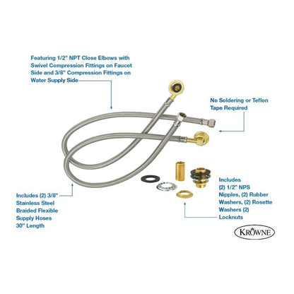 Royal Flexible Water Line Kit, Stainless Steel