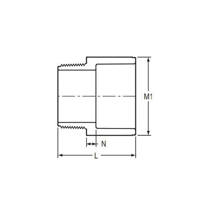 Male Adapter, 5 in, Socket x MNPT, SCH 40/STD, PVC
