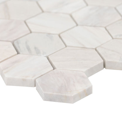 Angora Polished 2" Hexagon Mosaic Tile