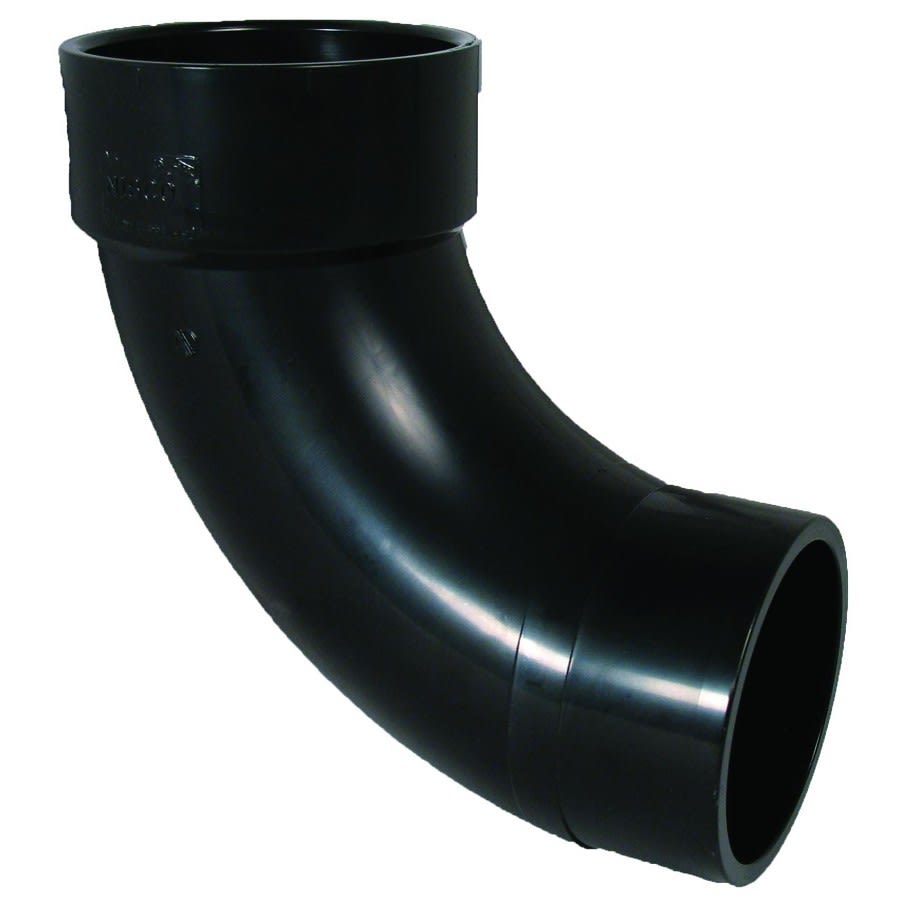 DWV Long Turn Street 90 deg Elbow, 3 in, Spigot x Hub, ABS
