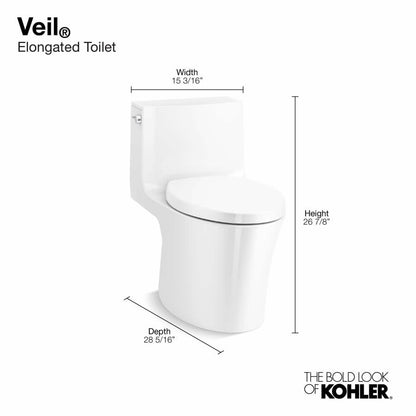 Veil One-piece Elongated Dual-Flush Toilet with Skirted Trapway