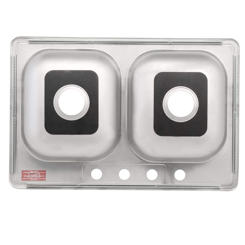 Glacier Bay Drop-In Stainless Steel 33 in. 4-Hole Double Bowl Kitchen Sink