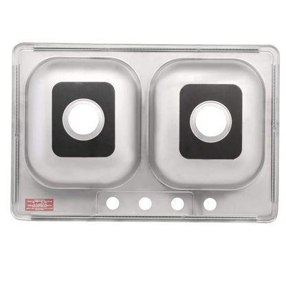 Glacier Bay Drop-In Stainless Steel 33 in. 4-Hole Double Bowl Kitchen Sink