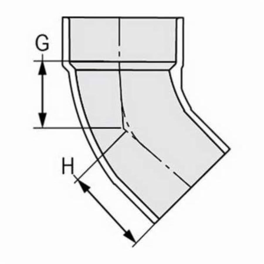 Street 45 deg Elbow, 8 in, Spigot x Hub, DWV, PVC