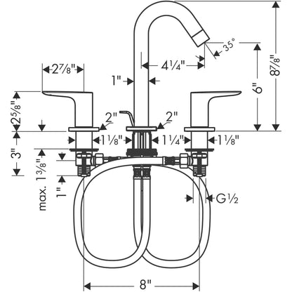 Logis 1.2 GPM Widespread Bathroom Faucet with EcoRight and ComfortZone Technologies - Drain Assembly Included