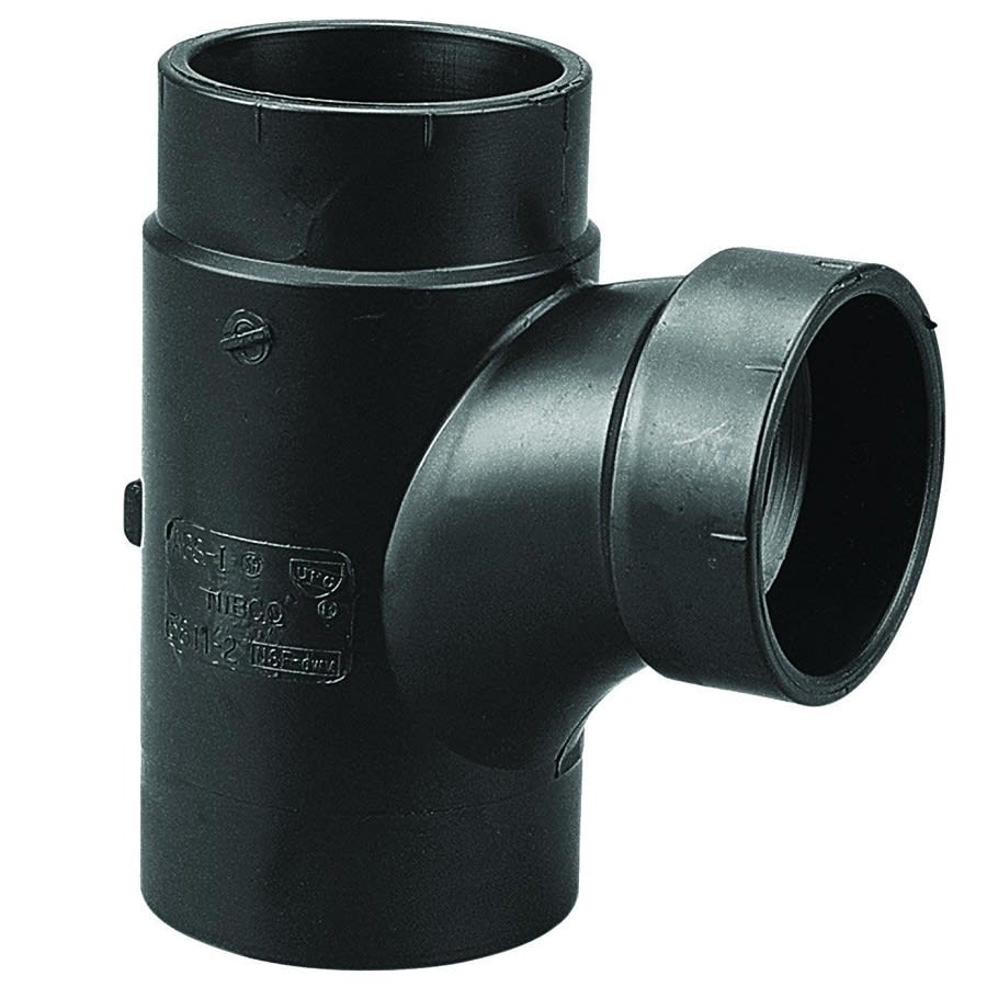 DWV Street Sanitary Tee, 1-1/2 in, Spigot x Hub, ABS