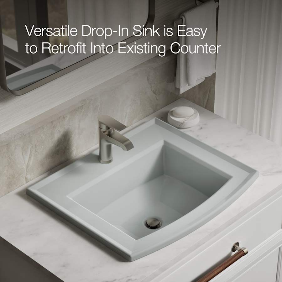 Archer 22-5/8" Drop In Bathroom Sink with 1 Hole Drilled and Overflow
