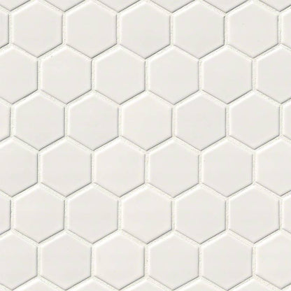 White Glossy 2” Hexagon Mosaic Tile