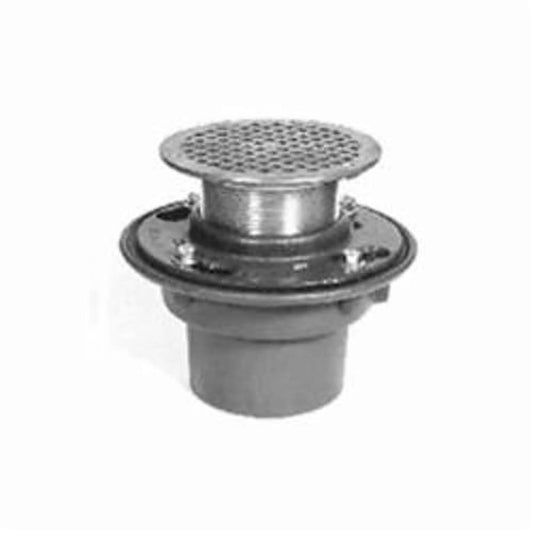 ZN415 Floor Drain, 4 in Outlet, No Hub, 5 in Round Nickel Bronze Top