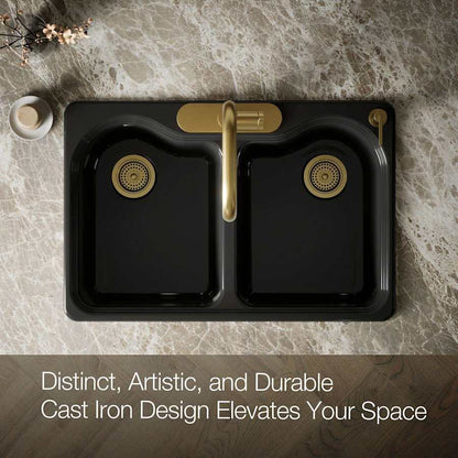 Hartland 33" Double Basin Top-Mount Enameled Cast-Iron Kitchen Sink