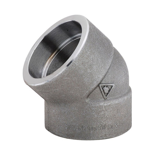 45 deg Elbow, 1-1/4 in, Socket Weld, SCH 80/XH, Forged Steel, 3000 lb