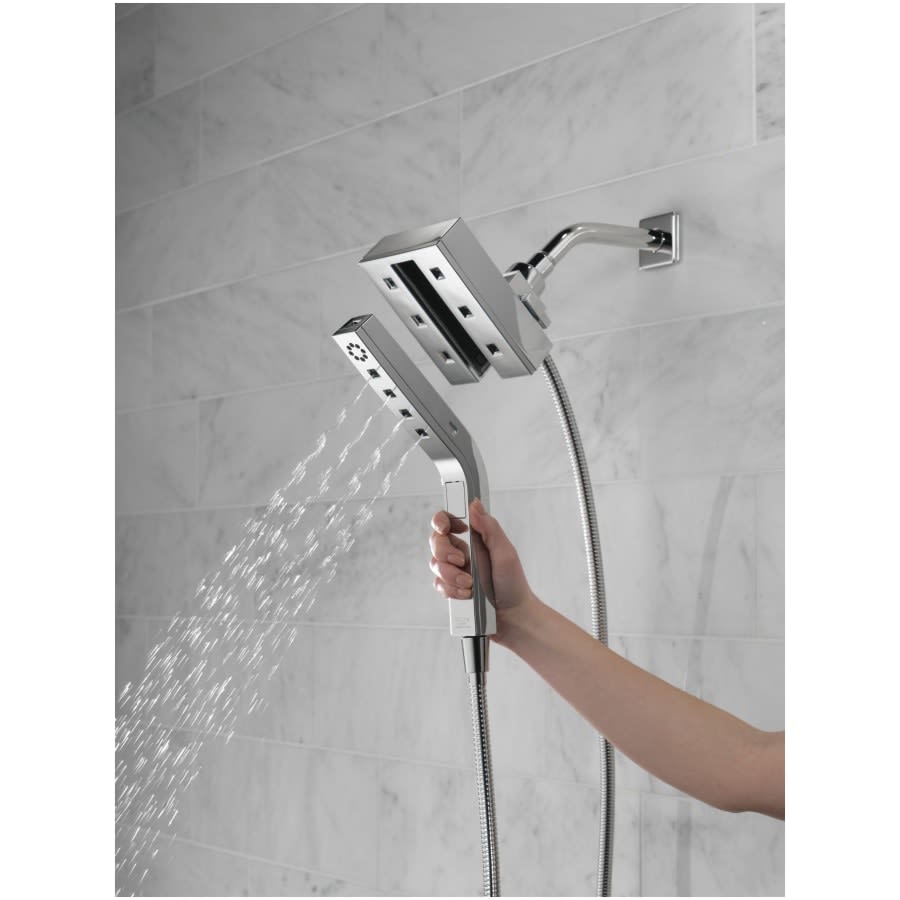 Universal Showering Rectangular 2.5 GPM Multi Function 2-in-1 In2ition Shower Head and Hand Shower with H2Okinetic and MagnaTite Technology