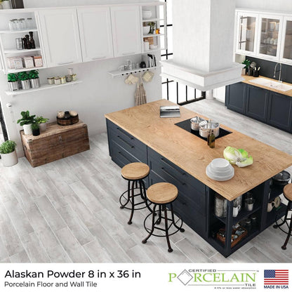 Alaskan Powder Light Gray 8 in. x 36 in. Matte Porcelain Floor and Wall Tile (13.6 sq. ft./Case)