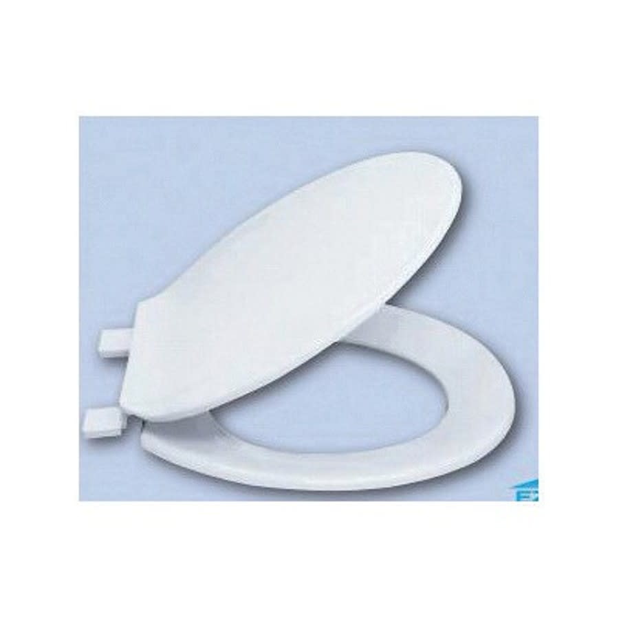 Toilet Seat, Elongated Bowl, Closed Front, With Cover, Plastic, White