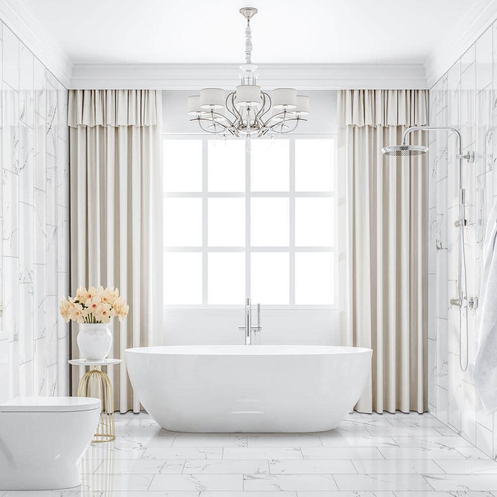 Carrara 12 in. x 24 in. Polished Porcelain Stone Look Floor and Wall Tile (16 sq. ft./Case)