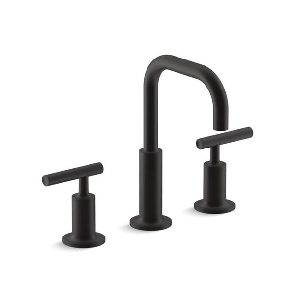 Purist® Widespread Lavatory Faucet, ADA, 2 Handle, 3-Hole, 1.2 gpm, Matte Black